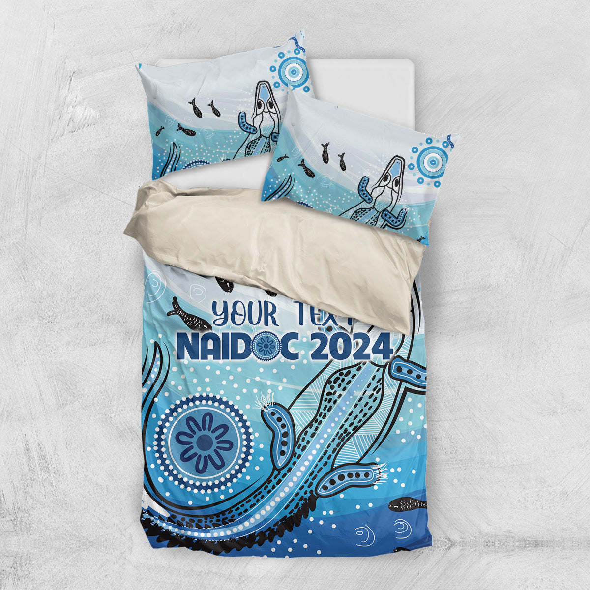 Personalised Keep the Fire Burning NAIDOC 2024 Bedding Set Aboriginal Dot with Crocodile - Vibe Hoodie Shop