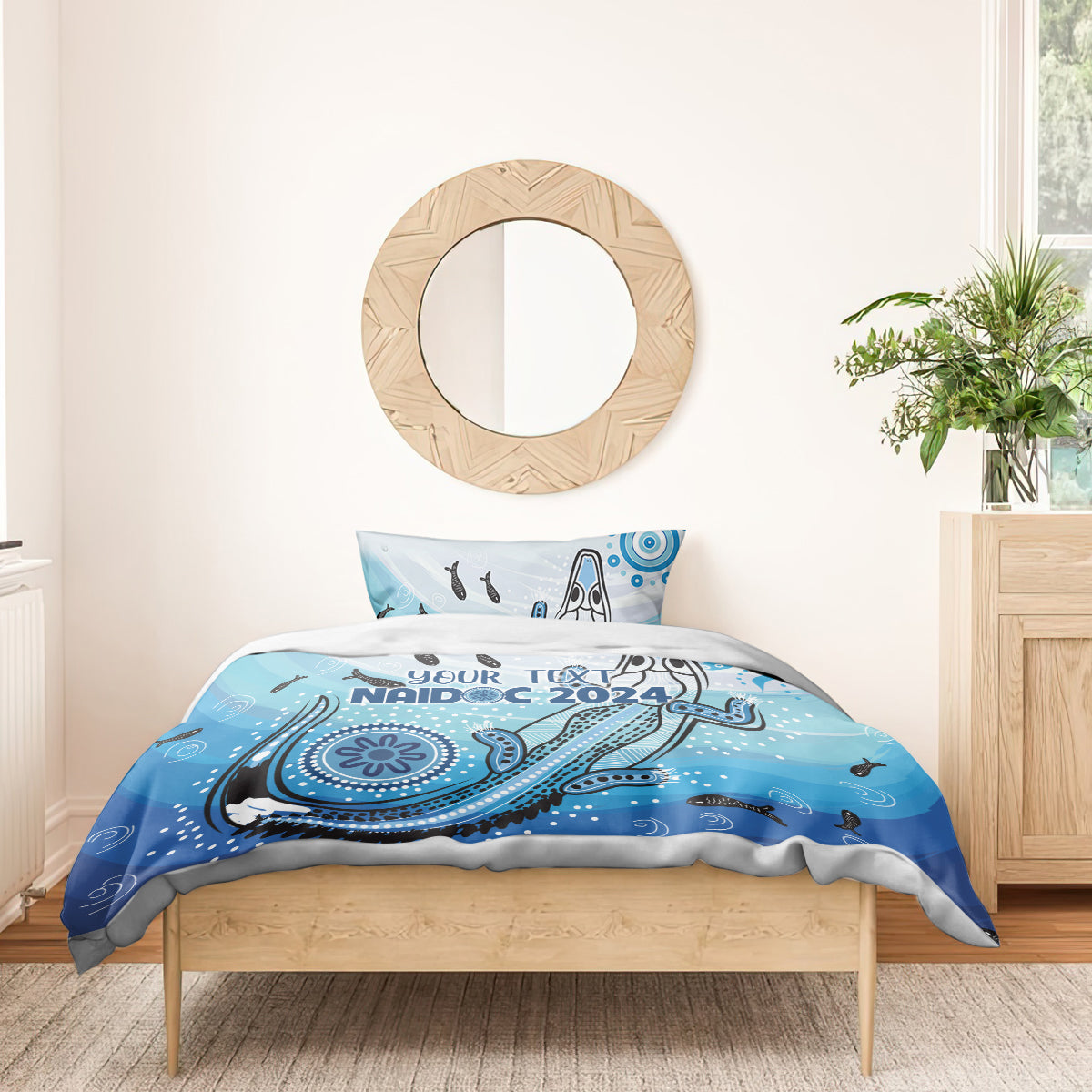 Personalised Keep the Fire Burning NAIDOC 2024 Bedding Set Aboriginal Dot with Crocodile - Vibe Hoodie Shop