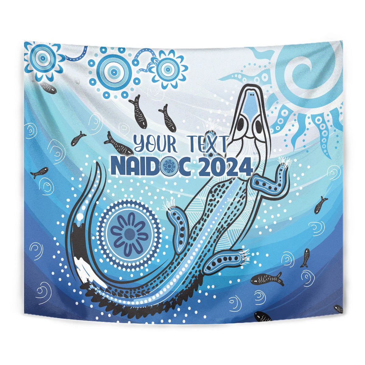 Personalised Keep the Fire Burning NAIDOC 2024 Tapestry Aboriginal Dot with Crocodile - Vibe Hoodie Shop