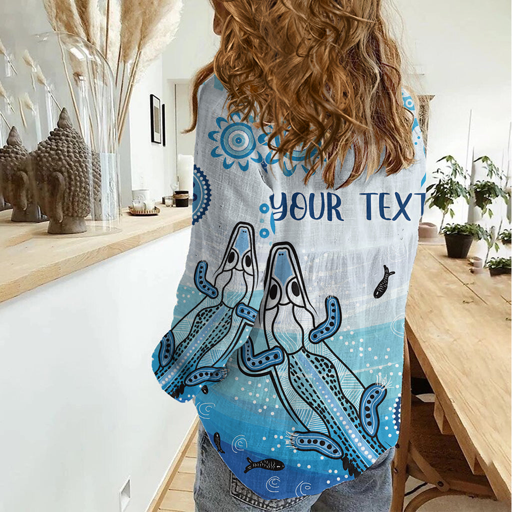 Personalised Keep the Fire Burning NAIDOC 2024 Women Casual Shirt Aboriginal Dot with Crocodile - Vibe Hoodie Shop