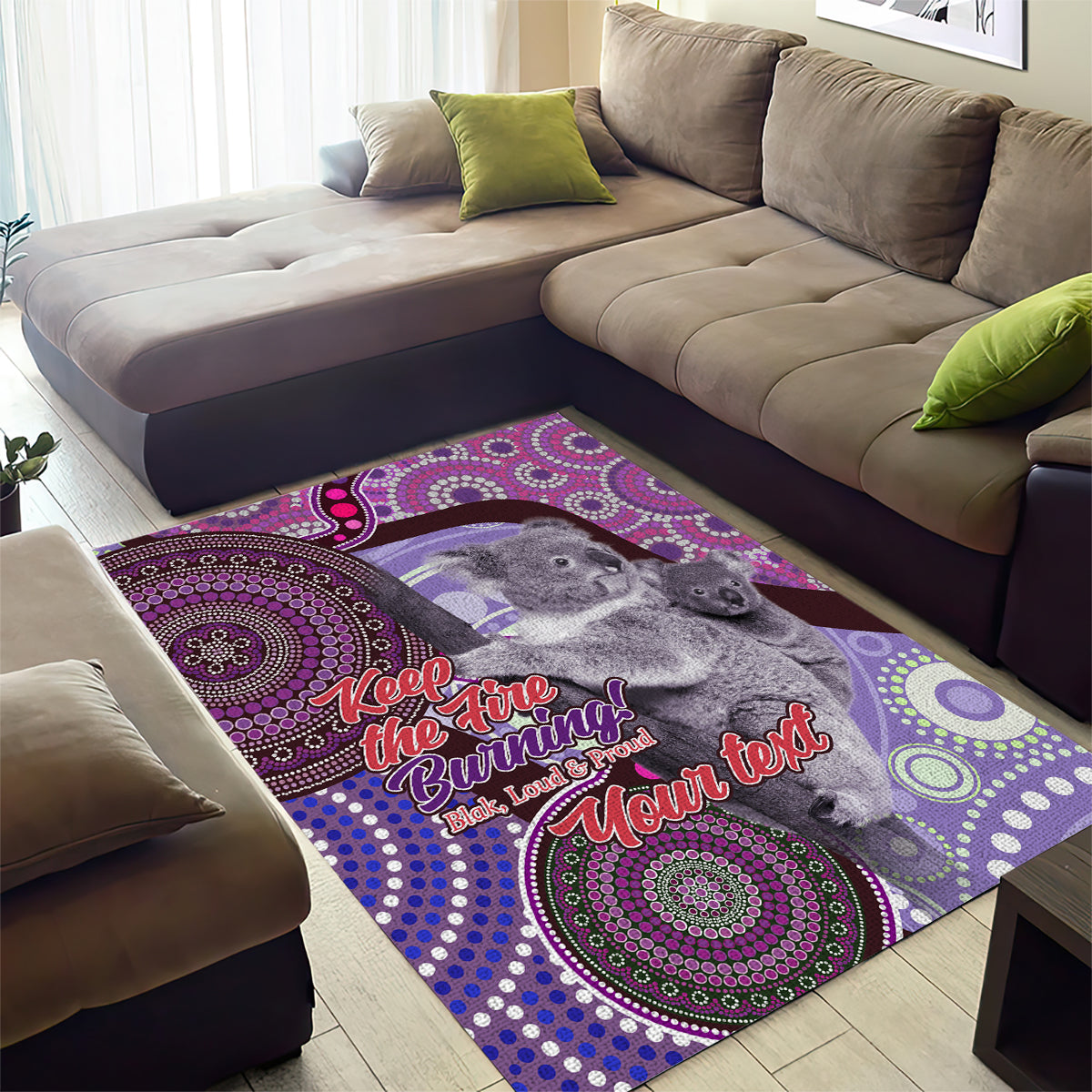 Personalised Australia Koala NAIDOC 2024 Area Rug Keep the Fire Burning - Vibe Hoodie Shop