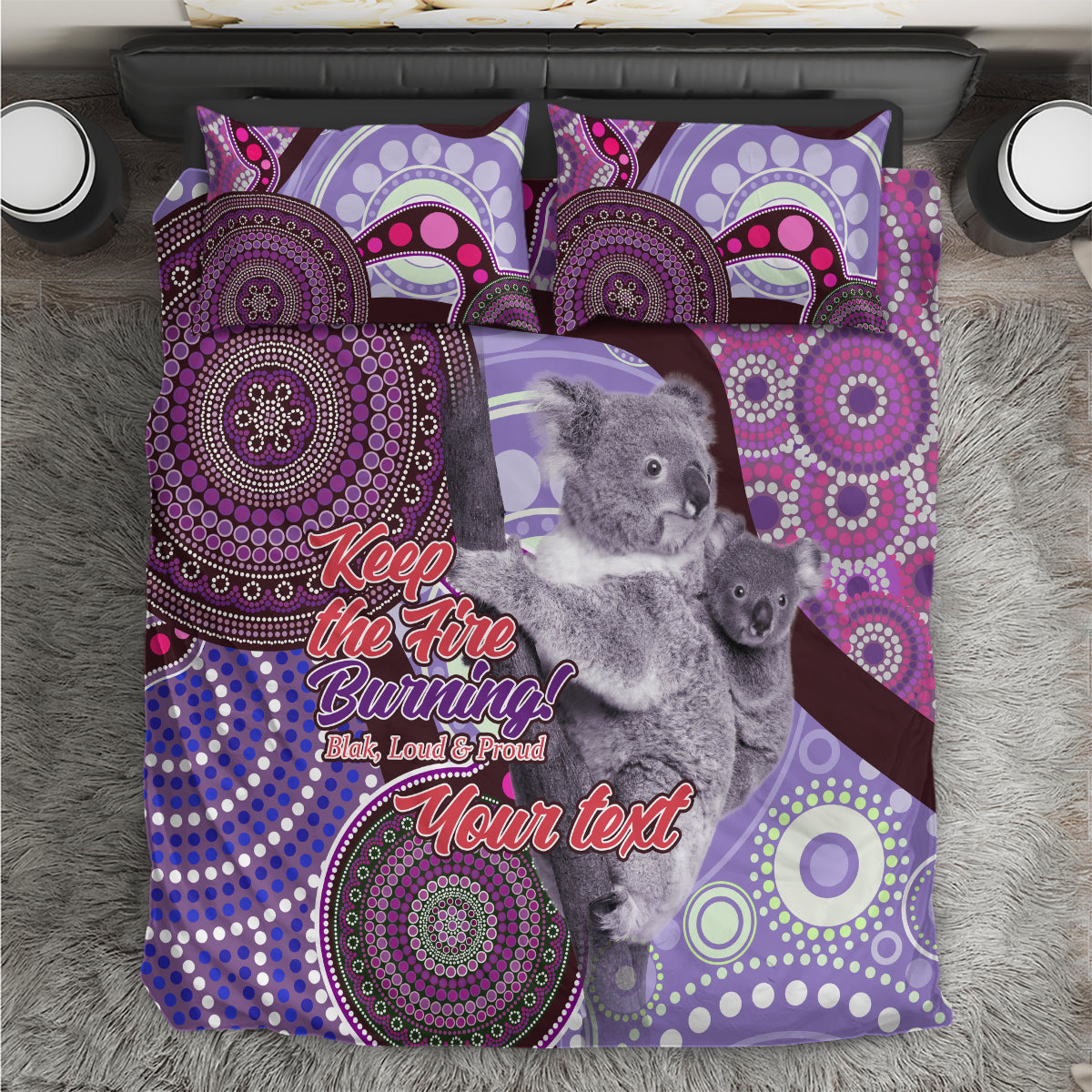 Personalised Australia Koala NAIDOC 2024 Bedding Set Keep the Fire Burning - Vibe Hoodie Shop