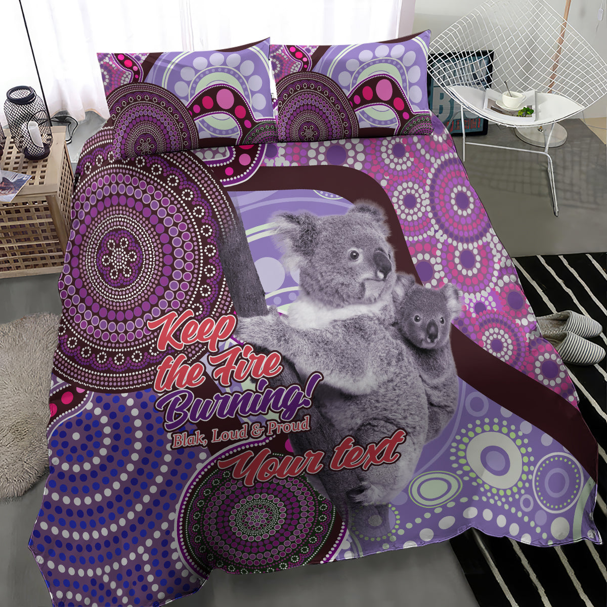 Personalised Australia Koala NAIDOC 2024 Bedding Set Keep the Fire Burning - Vibe Hoodie Shop