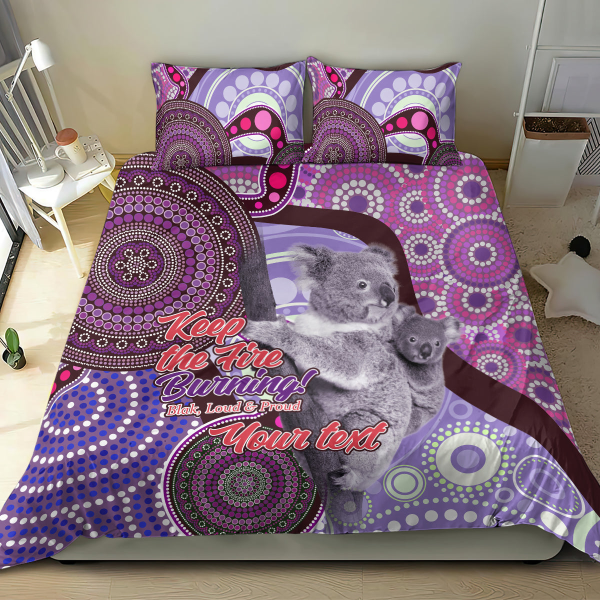Personalised Australia Koala NAIDOC 2024 Bedding Set Keep the Fire Burning - Vibe Hoodie Shop