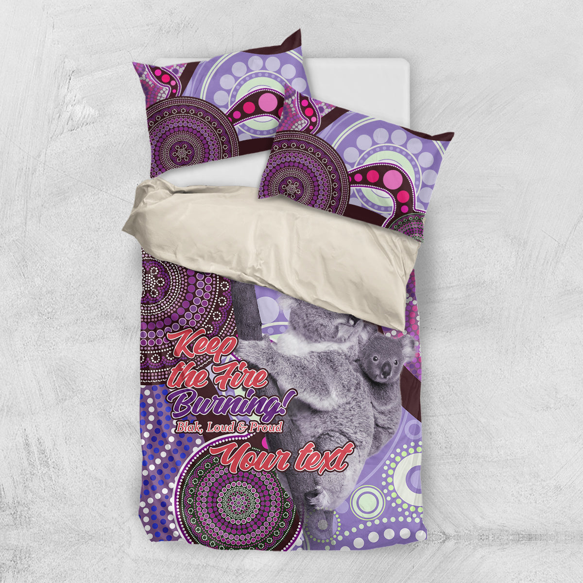 Personalised Australia Koala NAIDOC 2024 Bedding Set Keep the Fire Burning - Vibe Hoodie Shop