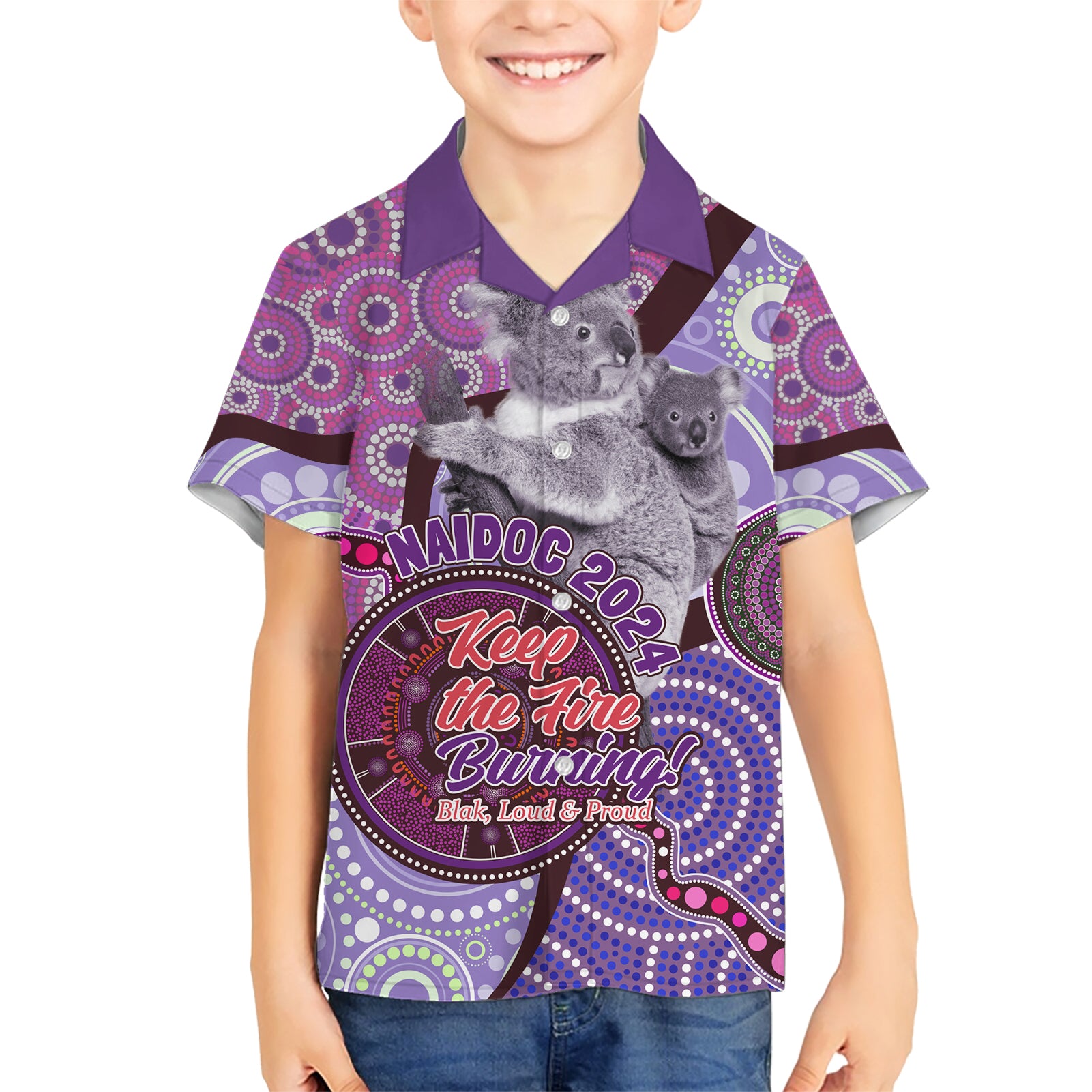 Personalised Australia Koala NAIDOC 2024 Hawaiian Shirt Keep the Fire Burning - Vibe Hoodie Shop
