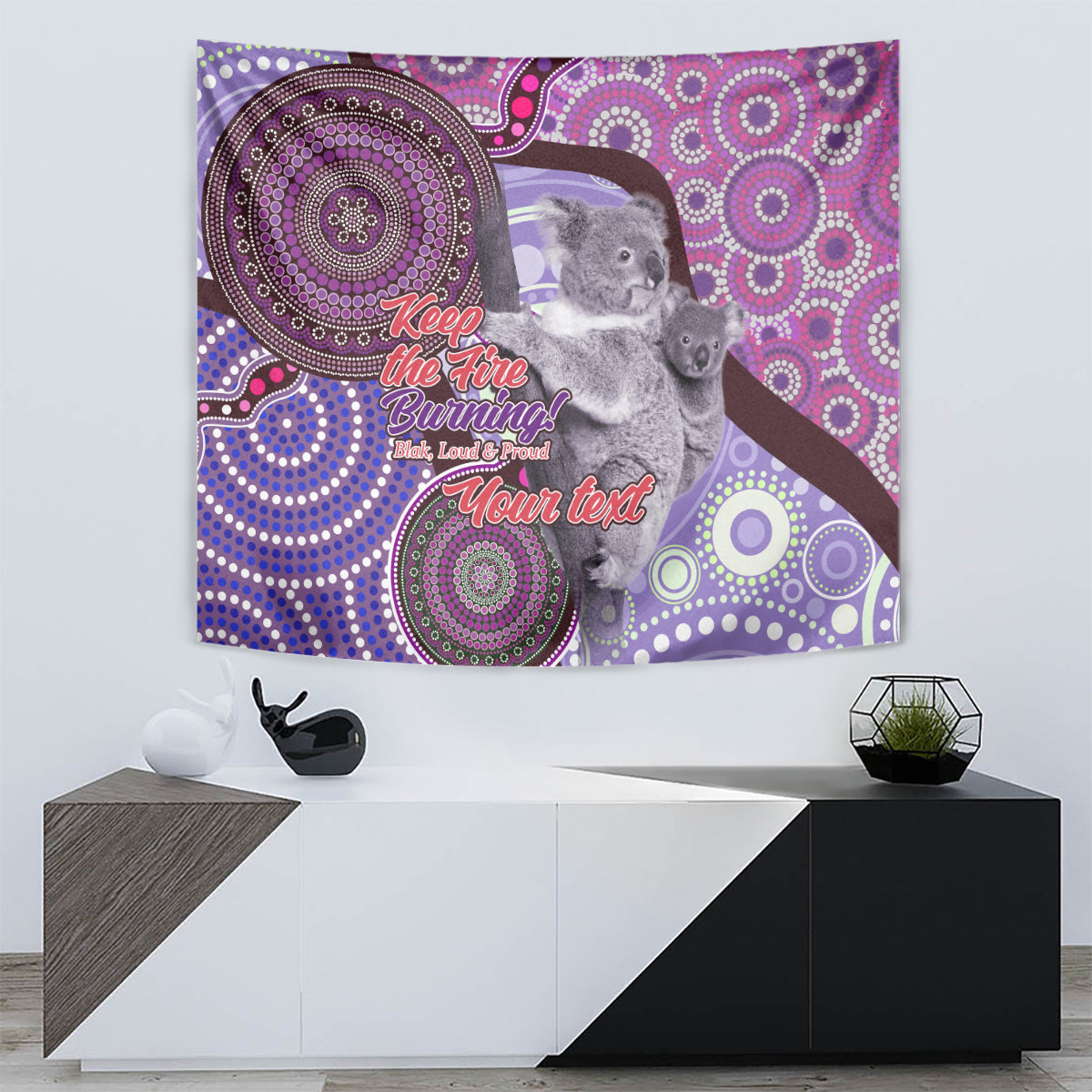 Personalised Australia Koala NAIDOC 2024 Tapestry Keep the Fire Burning - Vibe Hoodie Shop