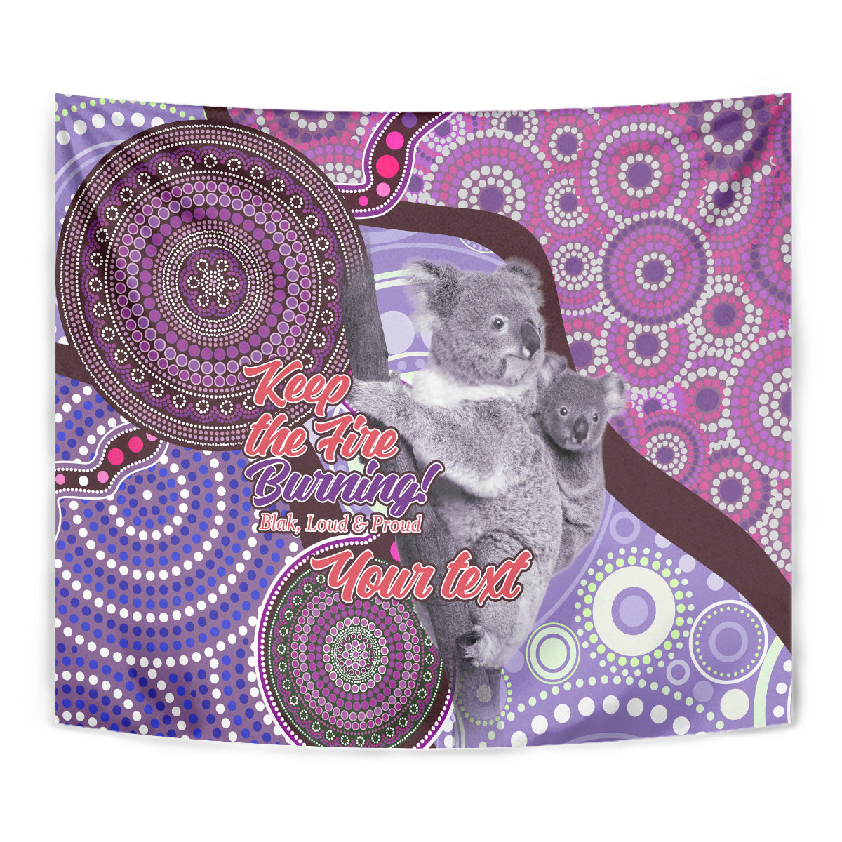 Personalised Australia Koala NAIDOC 2024 Tapestry Keep the Fire Burning - Vibe Hoodie Shop