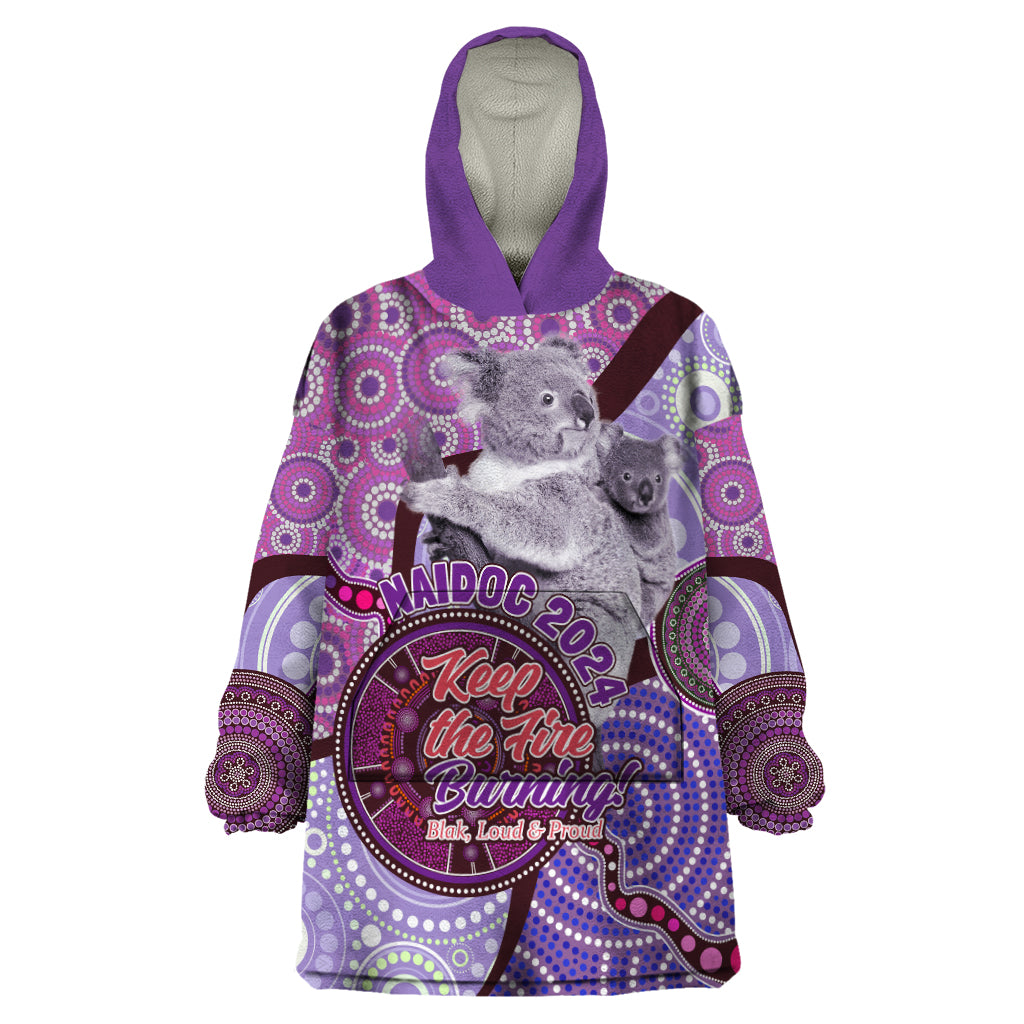 Personalised Australia Koala NAIDOC 2024 Wearable Blanket Hoodie Keep the Fire Burning - Vibe Hoodie Shop