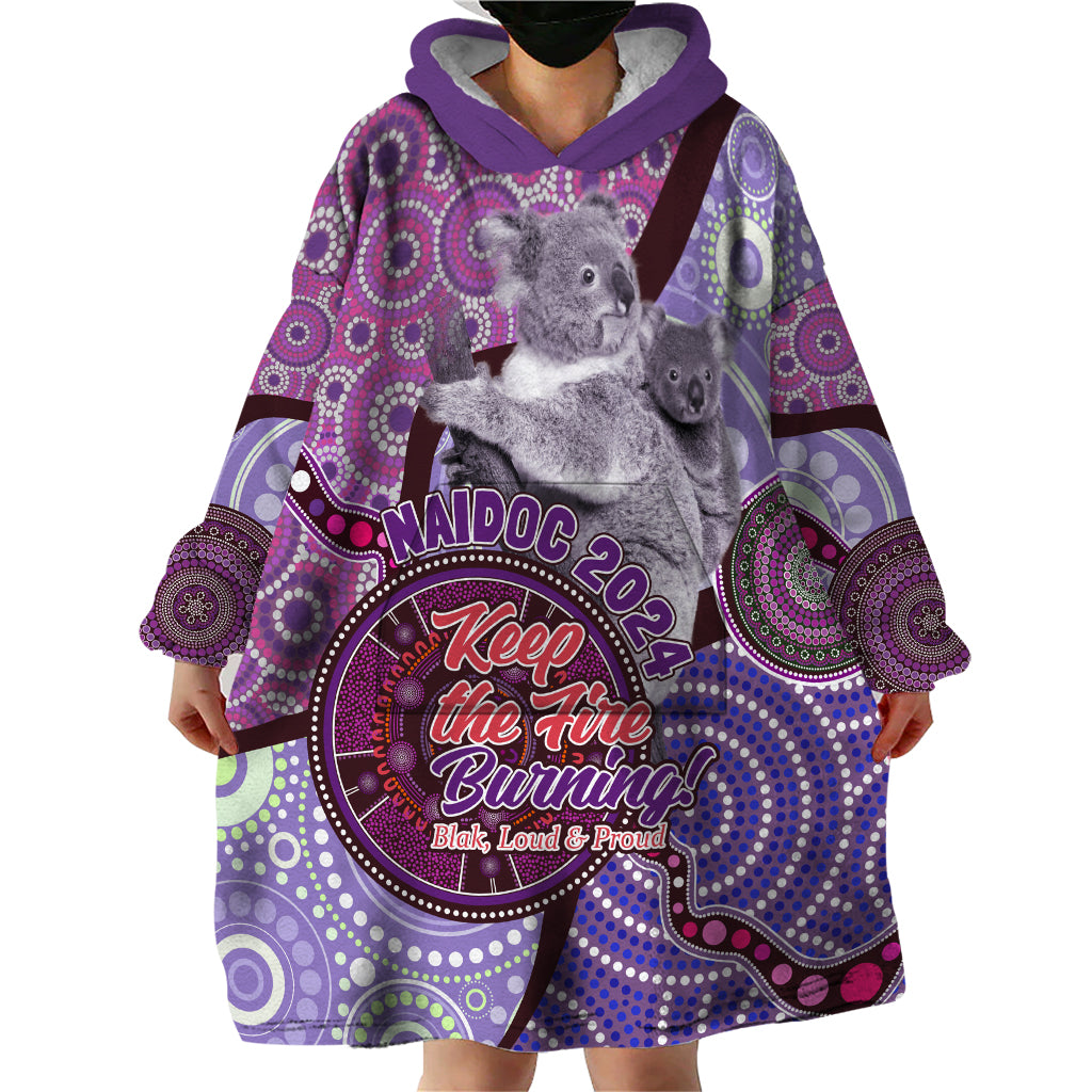 Personalised Australia Koala NAIDOC 2024 Wearable Blanket Hoodie Keep the Fire Burning - Vibe Hoodie Shop