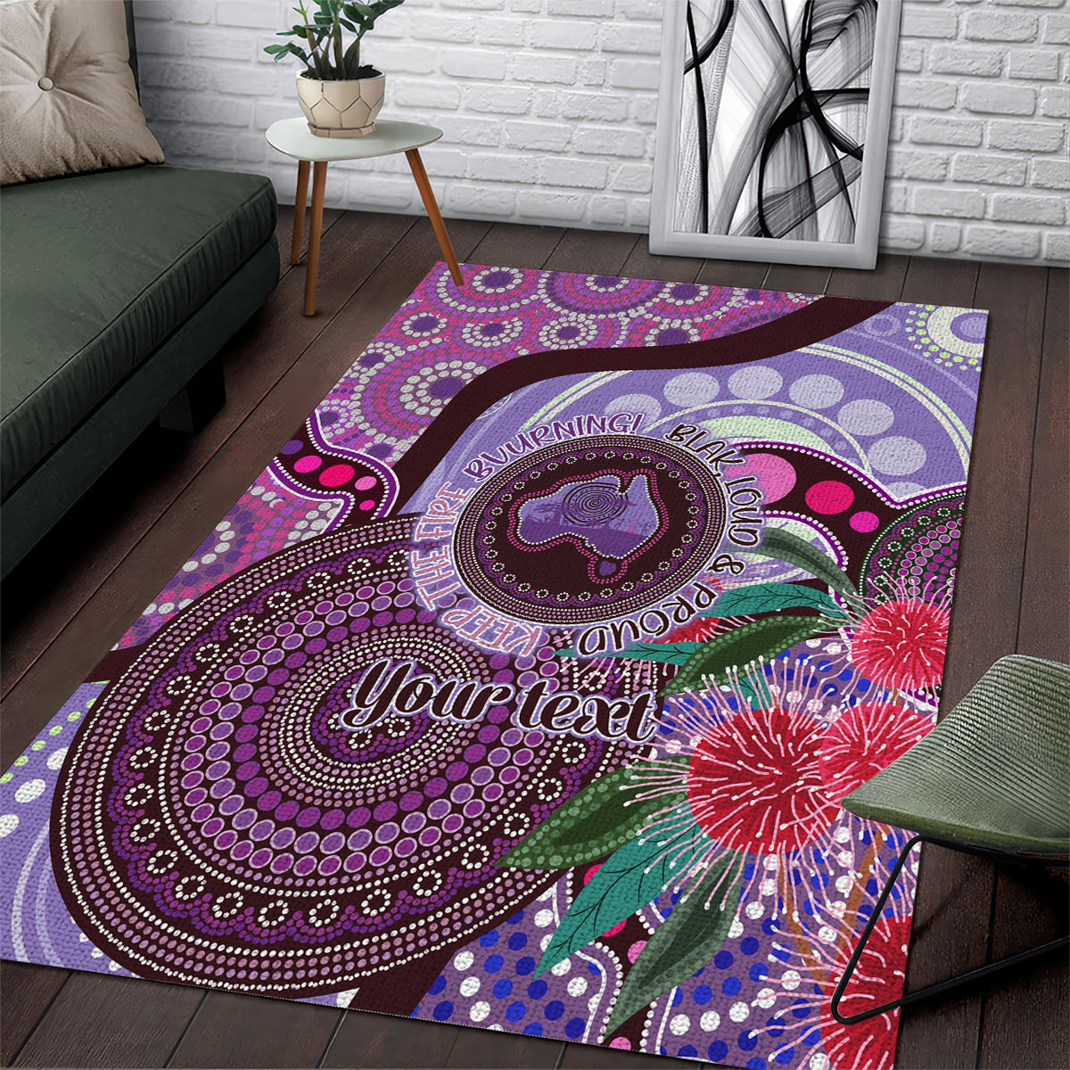 Personalised Australia NAIDOC 2024 Area Rug Keep the Fire Burning Hakea Flowers - Vibe Hoodie Shop