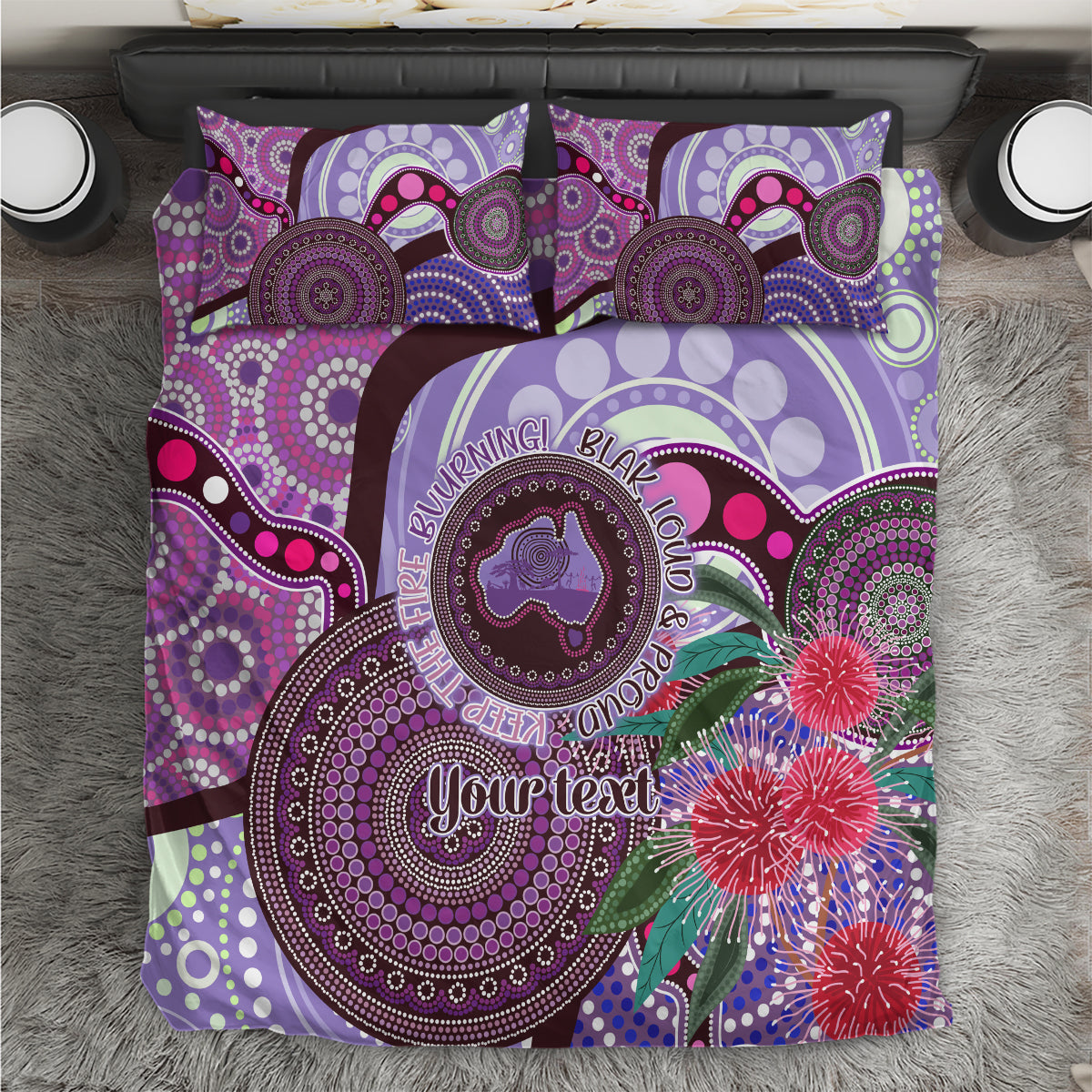 Personalised Australia NAIDOC 2024 Bedding Set Keep the Fire Burning Hakea Flowers - Vibe Hoodie Shop