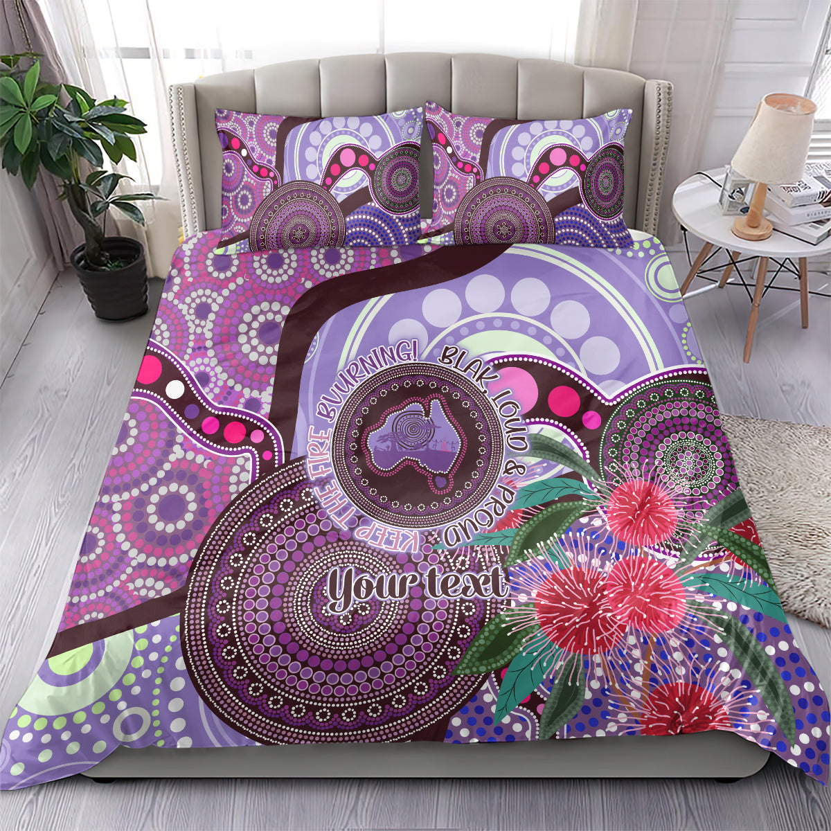 Personalised Australia NAIDOC 2024 Bedding Set Keep the Fire Burning Hakea Flowers - Vibe Hoodie Shop