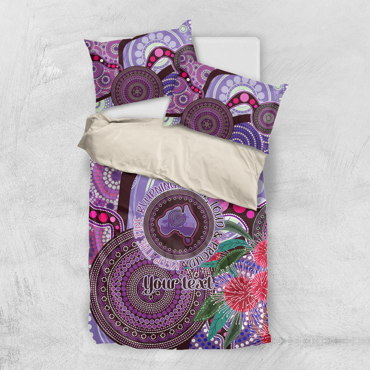Personalised Australia NAIDOC 2024 Bedding Set Keep the Fire Burning Hakea Flowers - Vibe Hoodie Shop