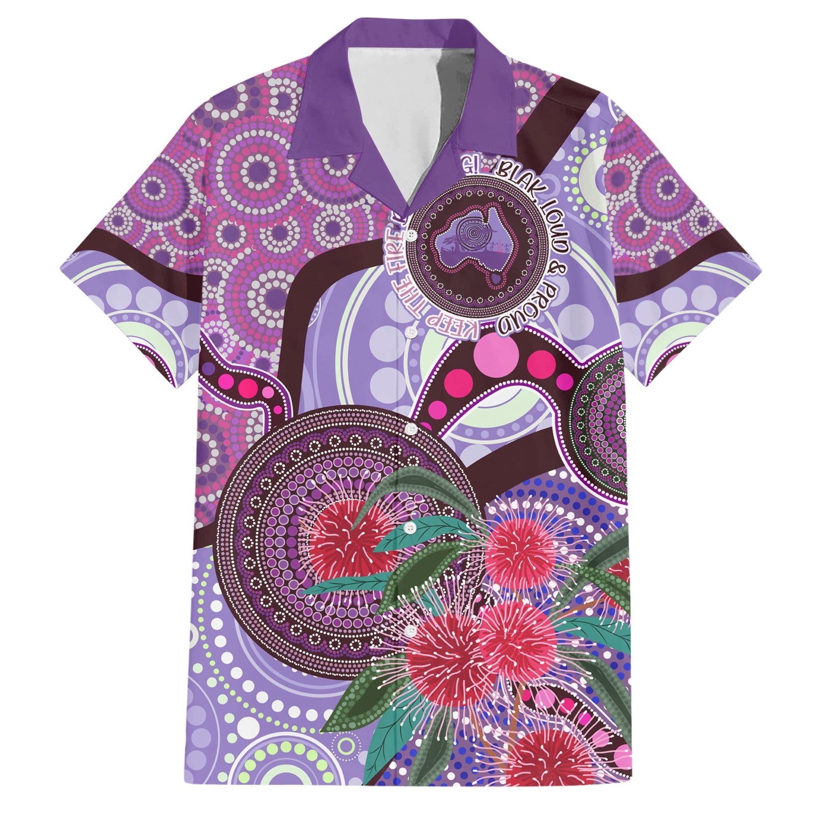 Personalised Australia NAIDOC 2024 Hawaiian Shirt Keep the Fire Burning Hakea Flowers - Vibe Hoodie Shop