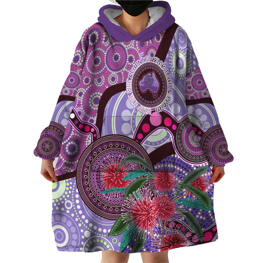 Personalised Australia NAIDOC 2024 Wearable Blanket Hoodie Keep the Fire Burning Hakea Flowers - Vibe Hoodie Shop