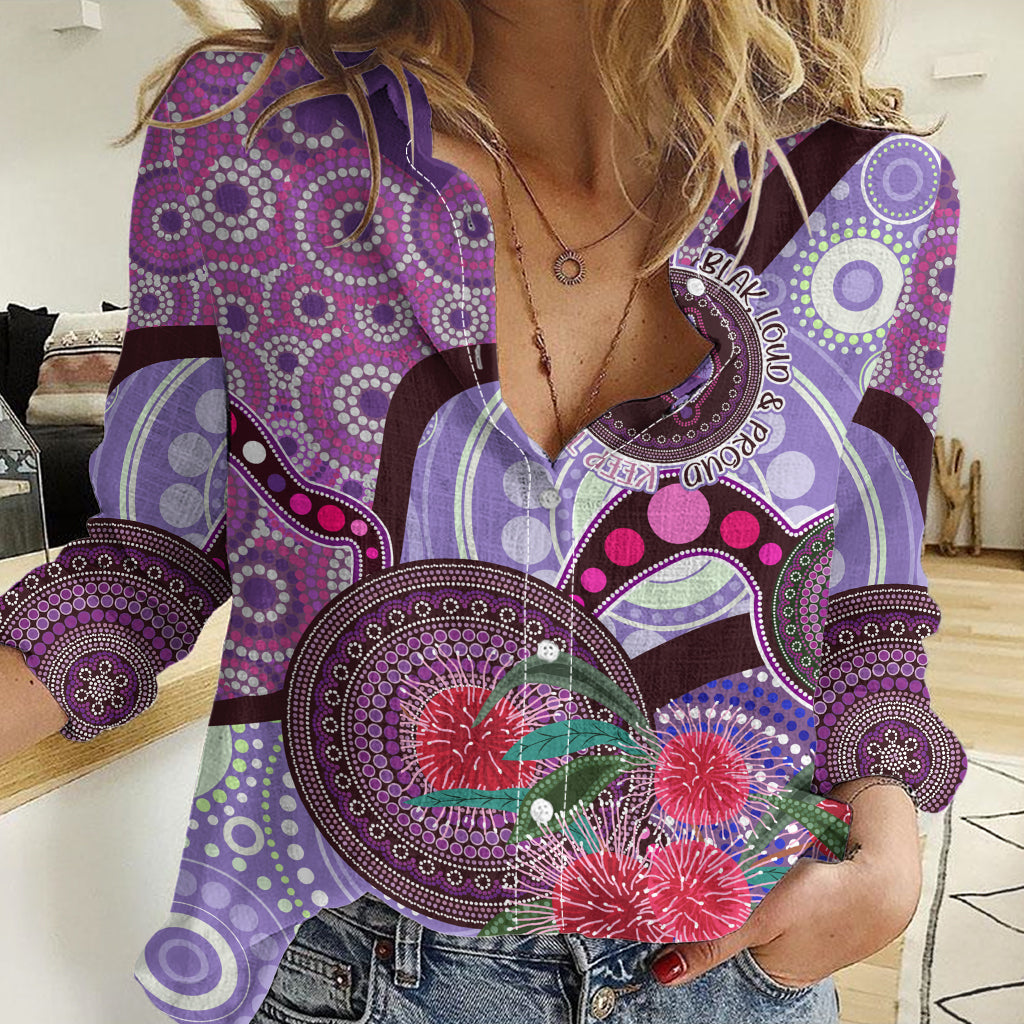 Personalised Australia NAIDOC 2024 Women Casual Shirt Keep the Fire Burning Hakea Flowers - Vibe Hoodie Shop