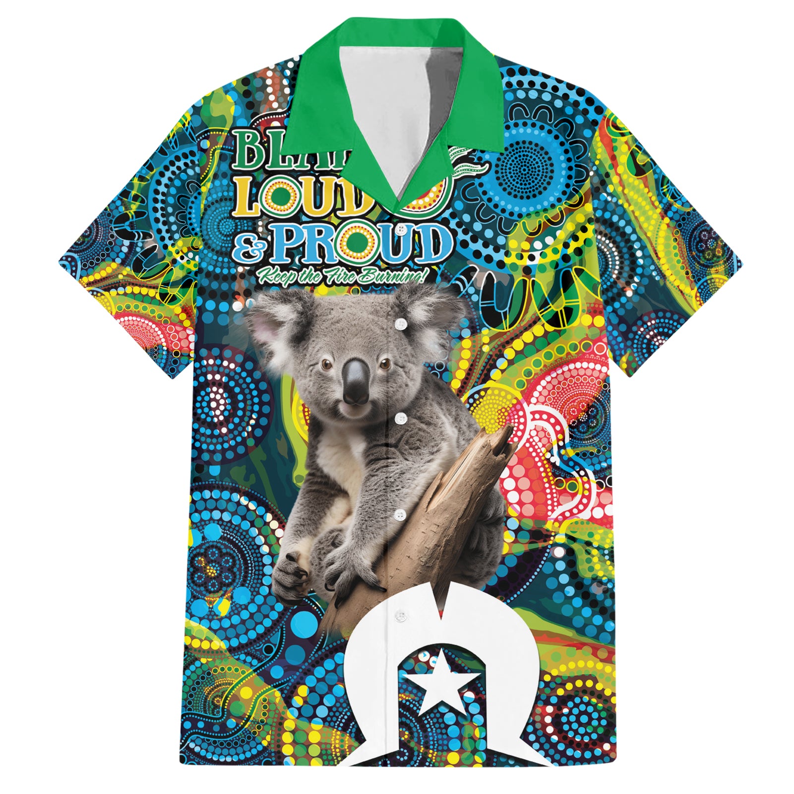 Personalised Vivid Minimal Koala Hawaiian Shirt NAIDOC 2024 Aboriginal Art Style No2 - Vibe Hoodie Shop