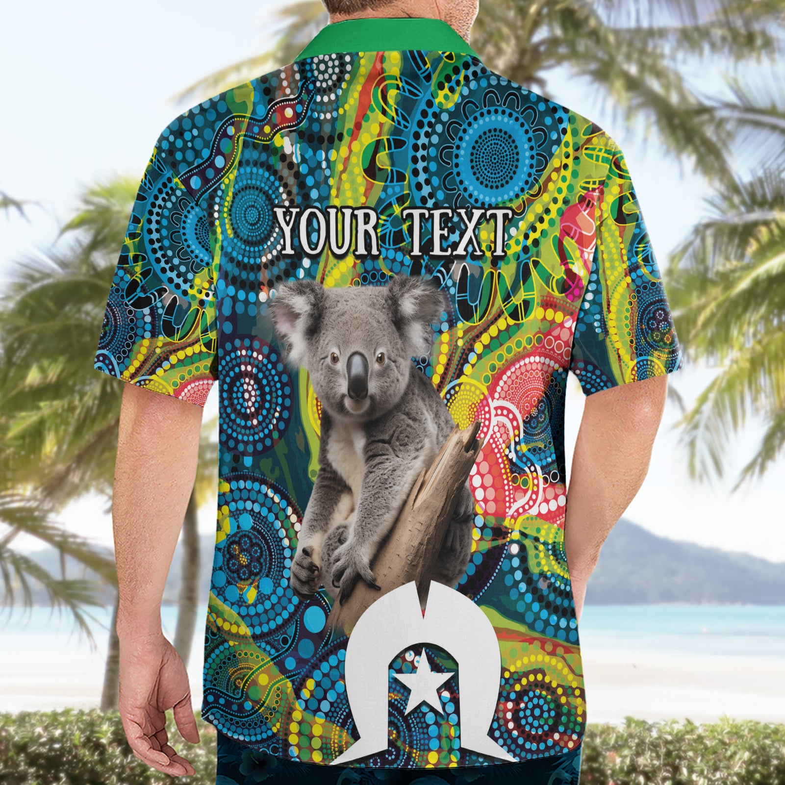 Personalised Vivid Minimal Koala Hawaiian Shirt NAIDOC 2024 Aboriginal Art Style No2 - Vibe Hoodie Shop