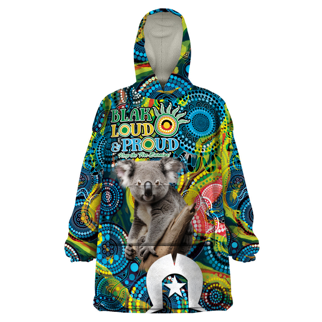 Personalised Vivid Minimal Koala Wearable Blanket Hoodie NAIDOC 2024 Aboriginal Art Style No2 - Vibe Hoodie Shop