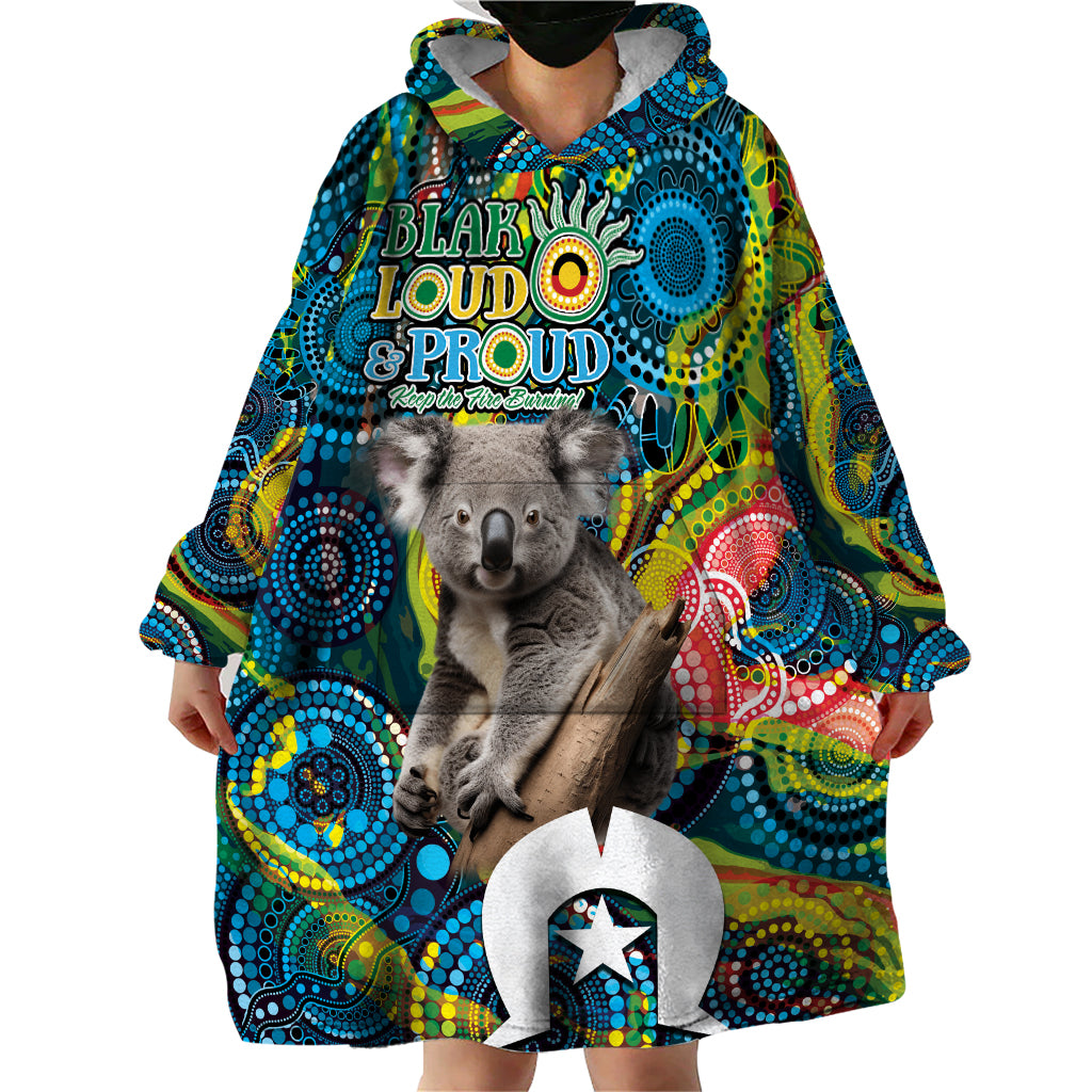 Personalised Vivid Minimal Koala Wearable Blanket Hoodie NAIDOC 2024 Aboriginal Art Style No2 - Vibe Hoodie Shop