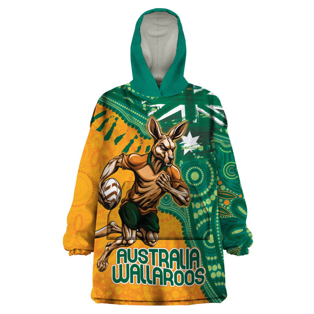 Custom Australia Rugby Wallaroos Wearable Blanket Hoodie Indigenous Aboriginal Pacific Champions - Vibe Hoodie Shop