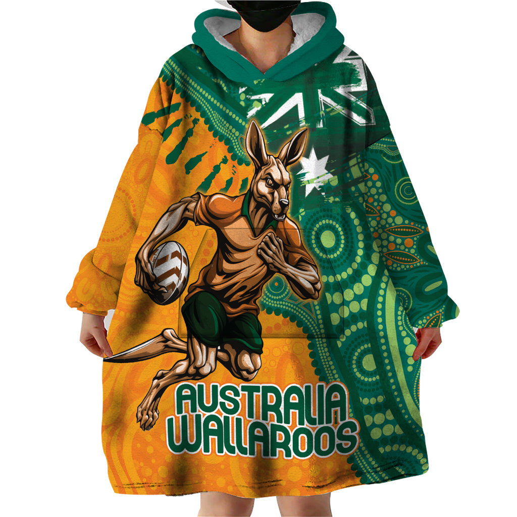 Custom Australia Rugby Wallaroos Wearable Blanket Hoodie Indigenous Aboriginal Pacific Champions - Vibe Hoodie Shop