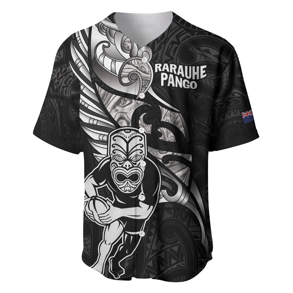 Custom New Zealand Maori Rugby Baseball Jersey Rarauhe Pango Silver Fern Manaia - Vibe Hoodie Shop