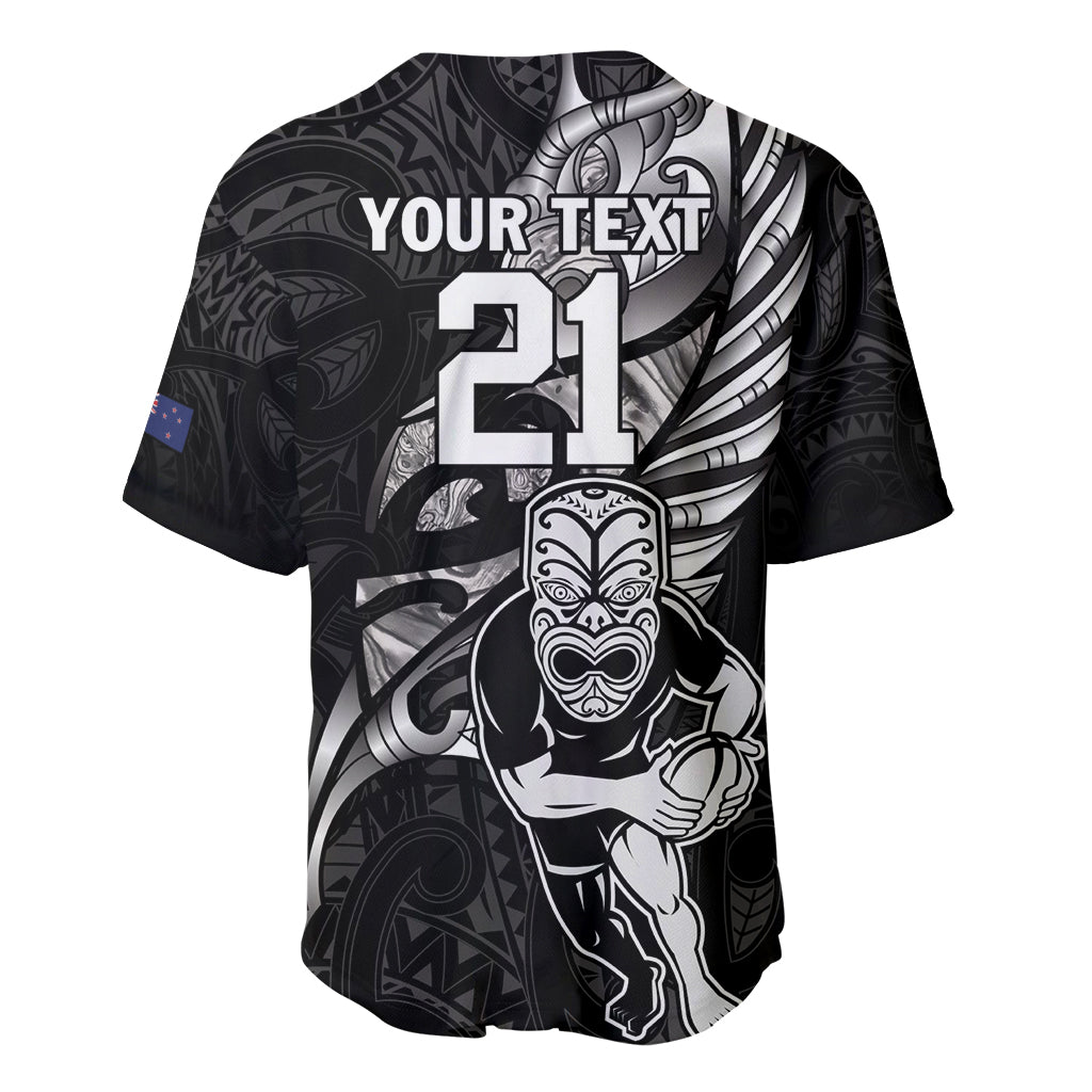 Custom New Zealand Maori Rugby Baseball Jersey Rarauhe Pango Silver Fern Manaia - Vibe Hoodie Shop