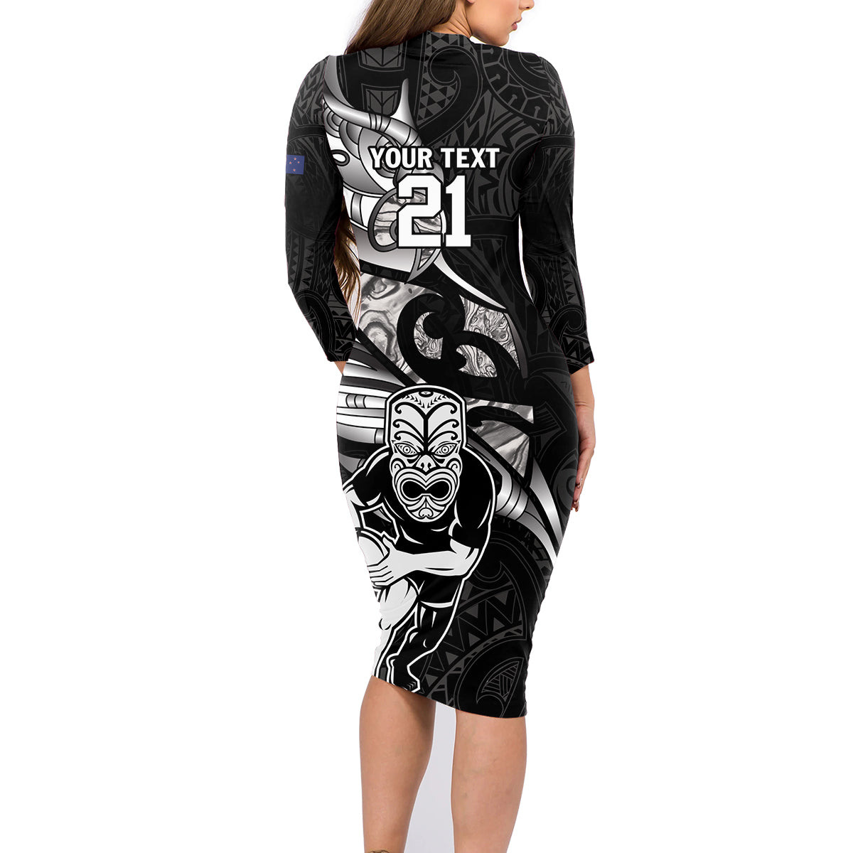 Custom New Zealand Maori Rugby Family Matching Long Sleeve Bodycon Dress and Hawaiian Shirt Rarauhe Pango Silver Fern Manaia
