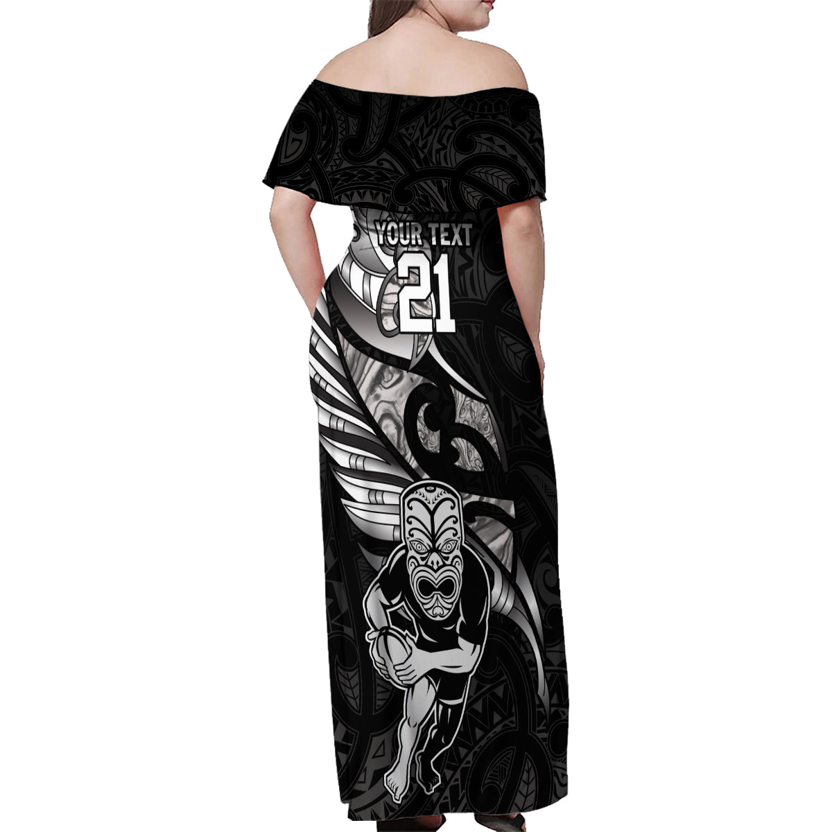 Custom New Zealand Maori Rugby Family Matching Off Shoulder Maxi Dress and Hawaiian Shirt Rarauhe Pango Silver Fern Manaia