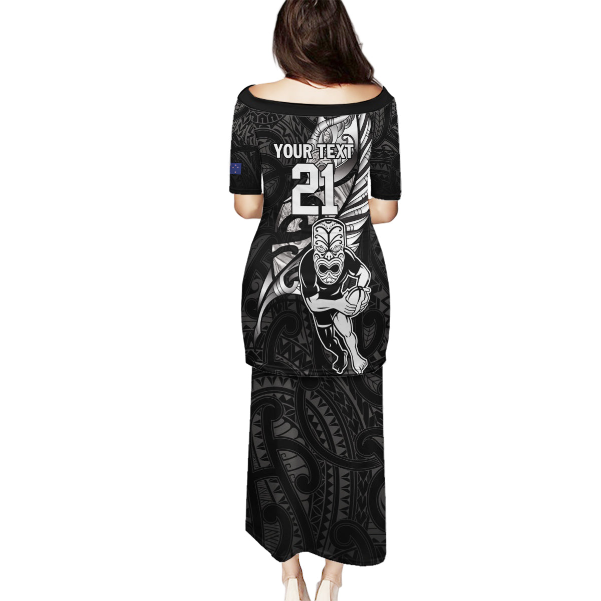 Custom New Zealand Maori Rugby Family Matching Puletasi and Hawaiian Shirt Rarauhe Pango Silver Fern Manaia