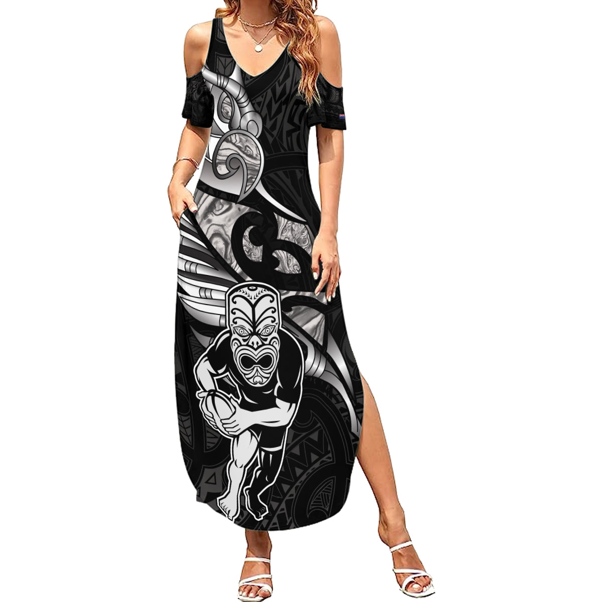 Custom New Zealand Maori Rugby Family Matching Summer Maxi Dress and Hawaiian Shirt Rarauhe Pango Silver Fern Manaia