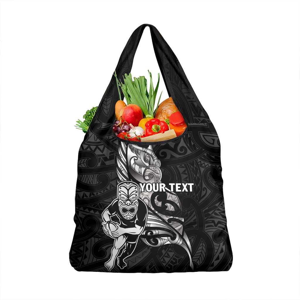 Custom New Zealand Maori Rugby Grocery Bag Rarauhe Pango Silver Fern Manaia