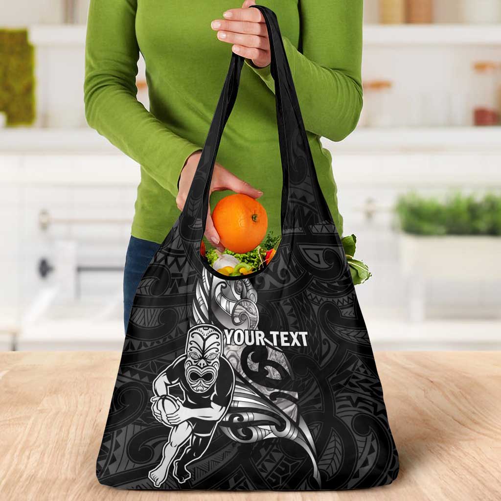 Custom New Zealand Maori Rugby Grocery Bag Rarauhe Pango Silver Fern Manaia