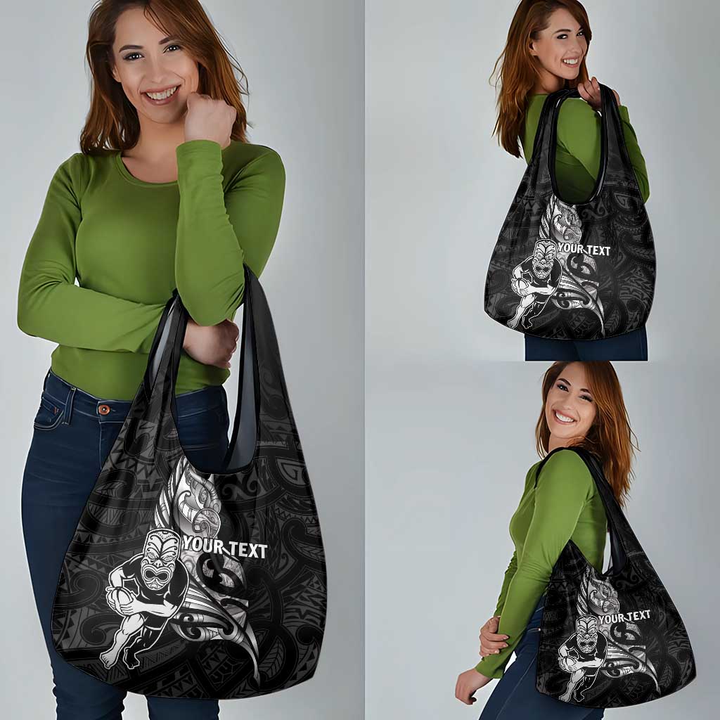 Custom New Zealand Maori Rugby Grocery Bag Rarauhe Pango Silver Fern Manaia