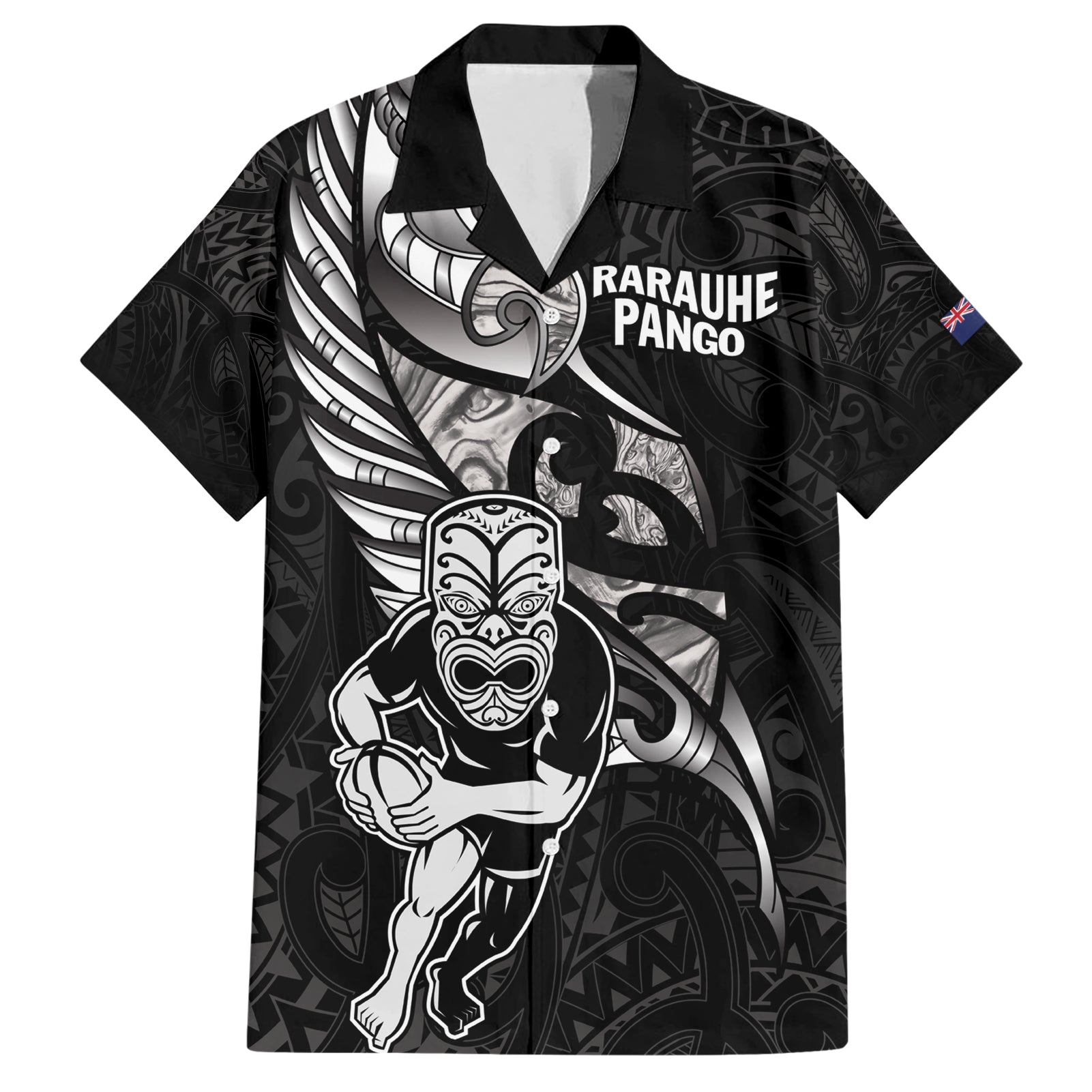 Custom New Zealand Maori Rugby Hawaiian Shirt Rarauhe Pango Silver Fern Manaia - Vibe Hoodie Shop