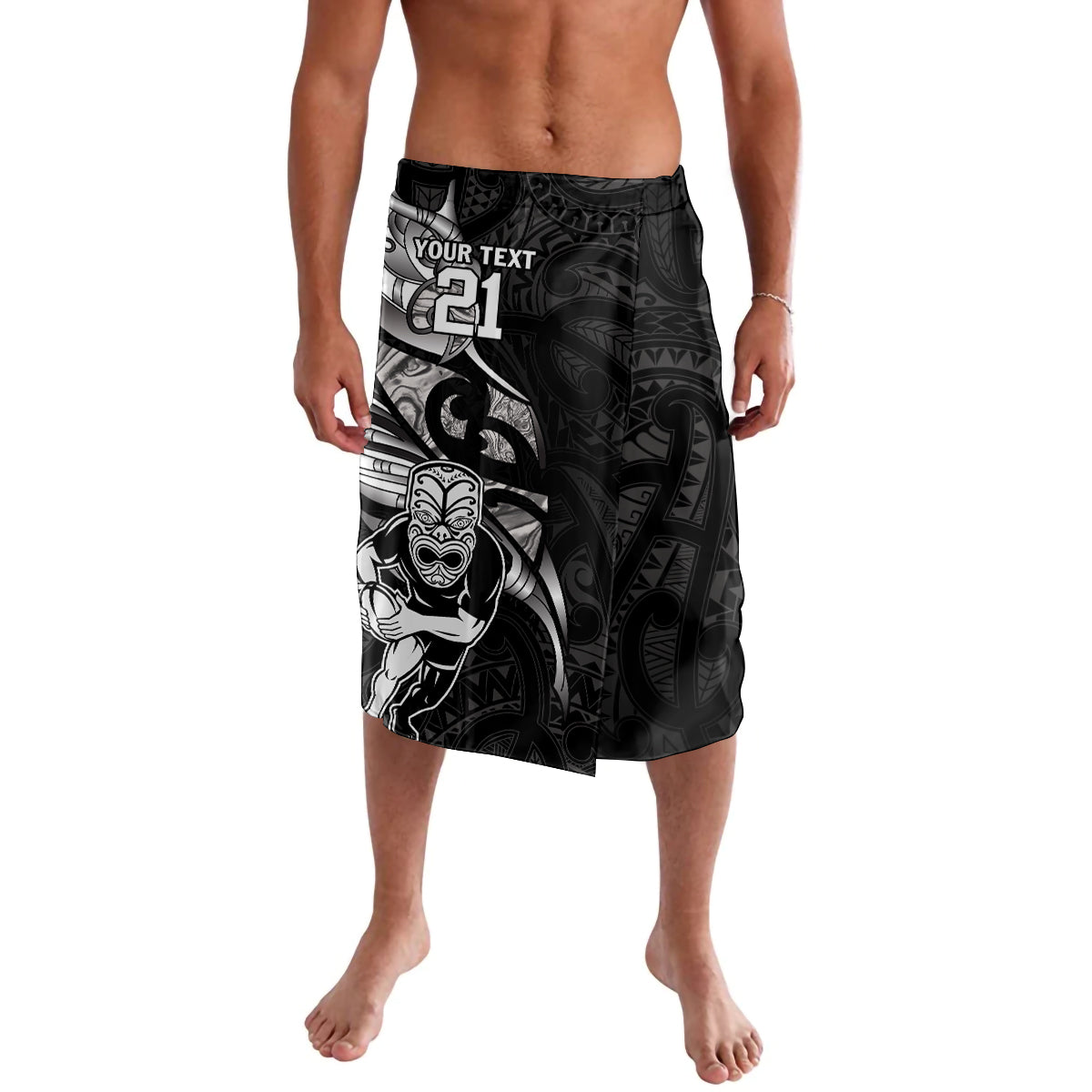 Custom New Zealand Maori Rugby Lavalava Rarauhe Pango Silver Fern Manaia