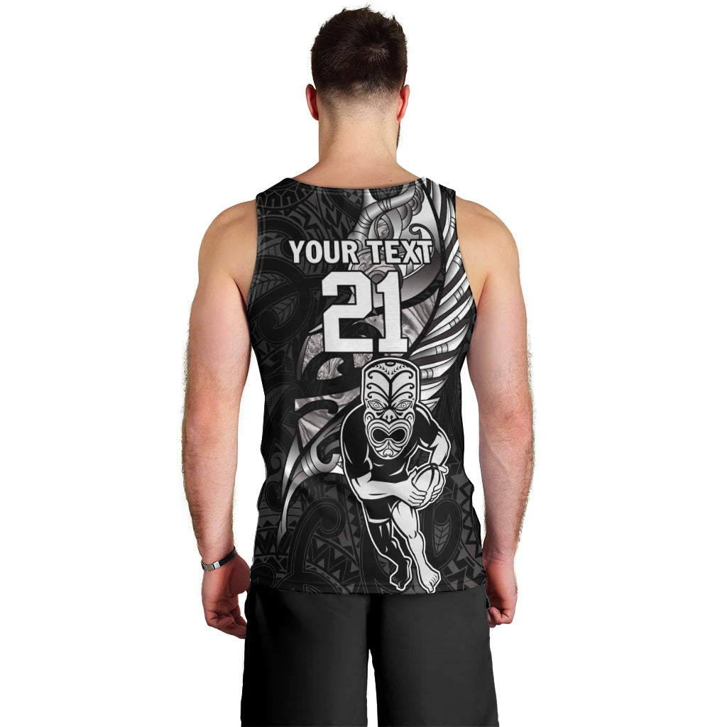 Custom New Zealand Maori Rugby Men Tank Top Rarauhe Pango Silver Fern Manaia - Vibe Hoodie Shop