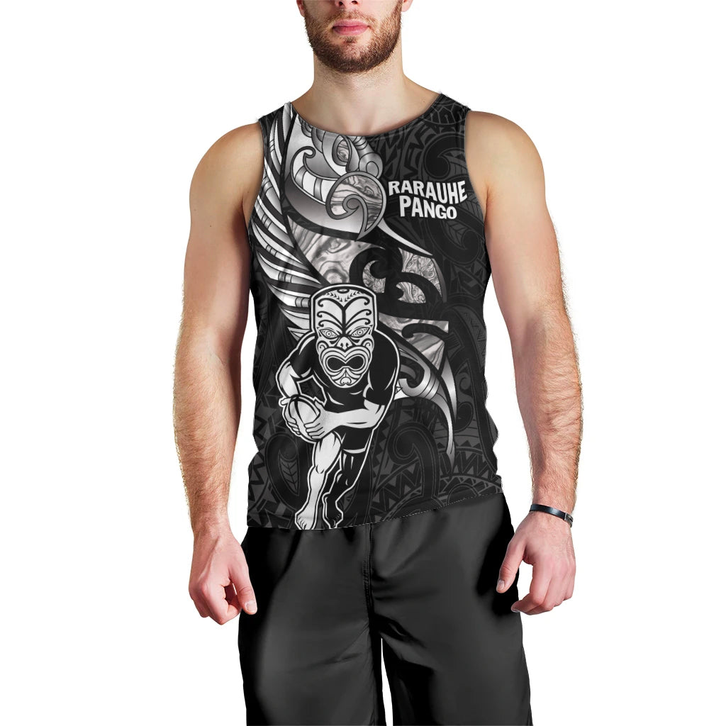 Custom New Zealand Maori Rugby Men Tank Top Rarauhe Pango Silver Fern Manaia - Vibe Hoodie Shop