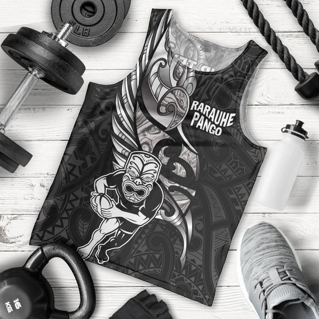 Custom New Zealand Maori Rugby Men Tank Top Rarauhe Pango Silver Fern Manaia - Vibe Hoodie Shop