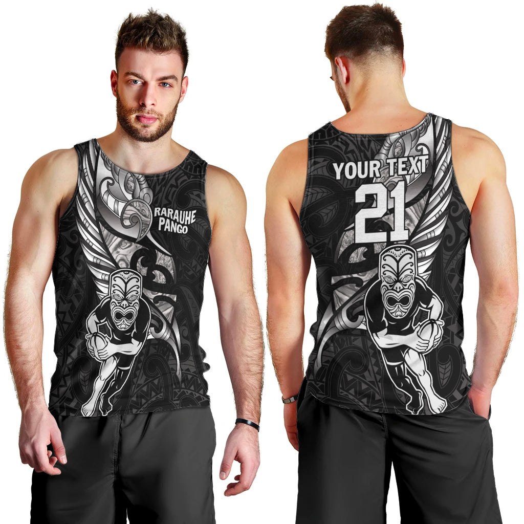 Custom New Zealand Maori Rugby Men Tank Top Rarauhe Pango Silver Fern Manaia - Vibe Hoodie Shop