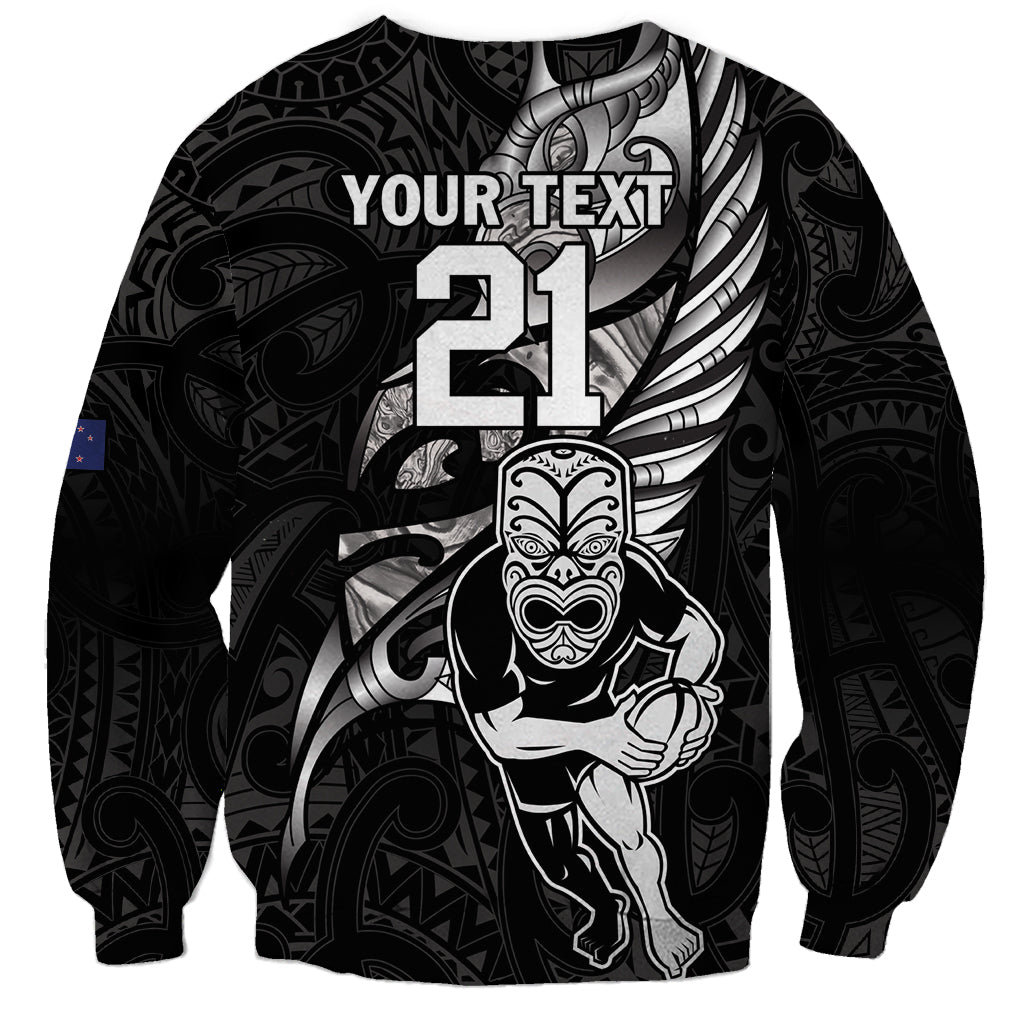 Custom New Zealand Maori Rugby Sweatshirt Rarauhe Pango Silver Fern Manaia - Vibe Hoodie Shop