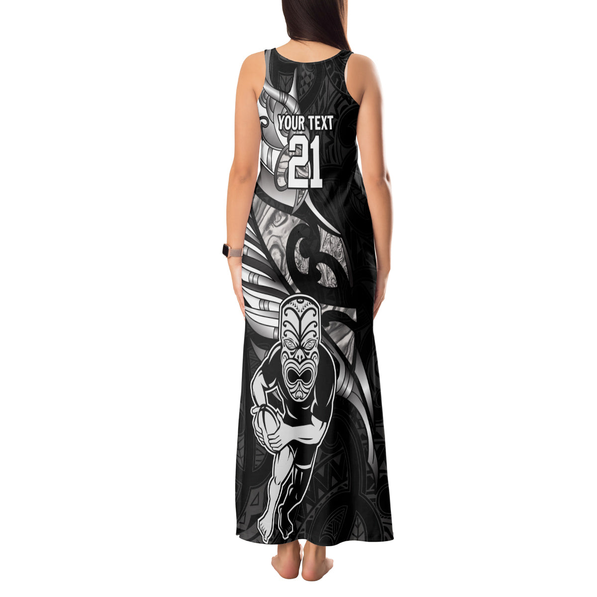 Custom New Zealand Maori Rugby Tank Maxi Dress Rarauhe Pango Silver Fern Manaia