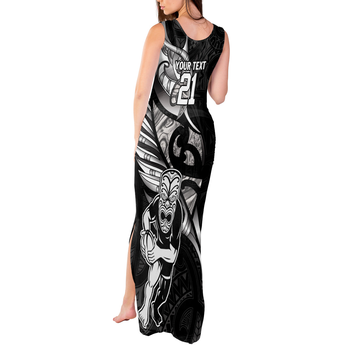 Custom New Zealand Maori Rugby Tank Maxi Dress Rarauhe Pango Silver Fern Manaia