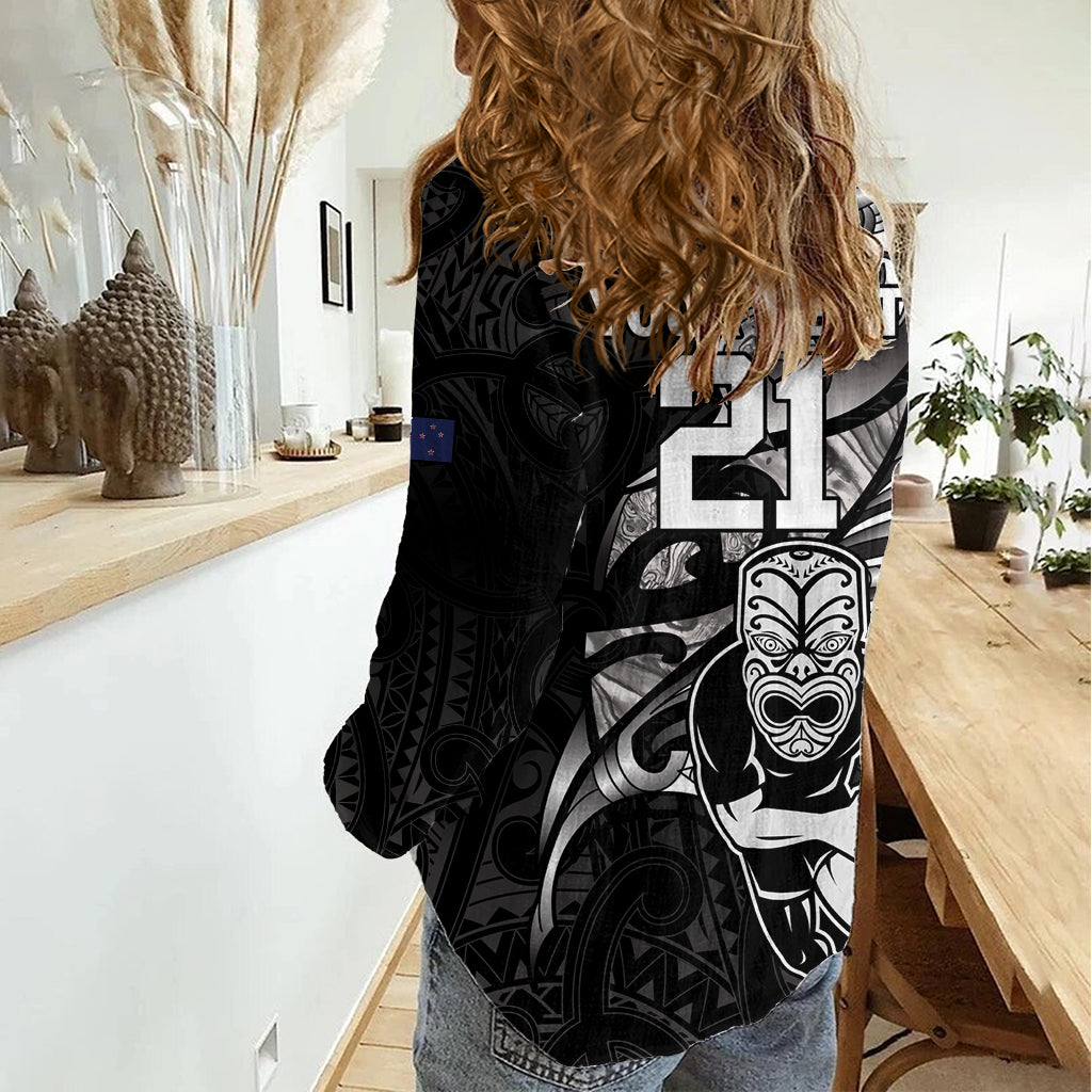 Custom New Zealand Maori Rugby Women Casual Shirt Rarauhe Pango Silver Fern Manaia - Vibe Hoodie Shop