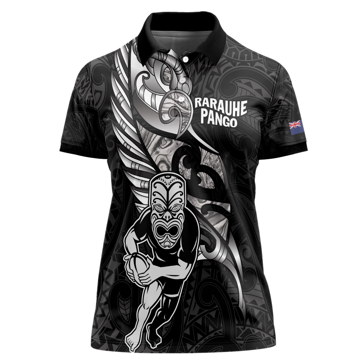 Custom New Zealand Maori Rugby Women Polo Shirt Rarauhe Pango Silver Fern Manaia - Vibe Hoodie Shop