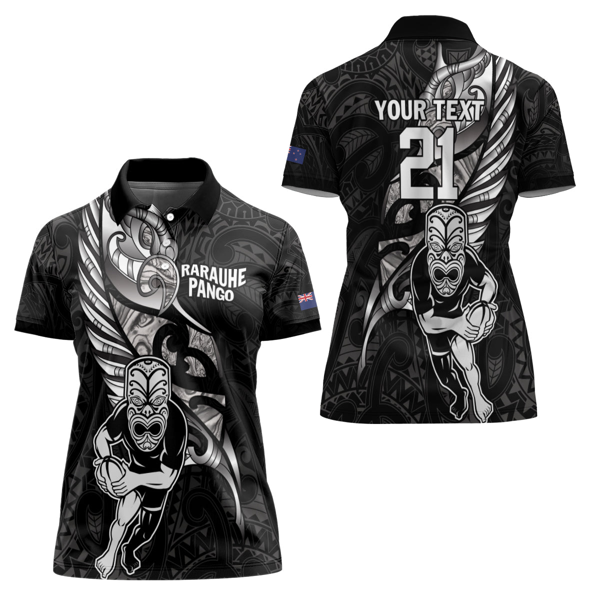 Custom New Zealand Maori Rugby Women Polo Shirt Rarauhe Pango Silver Fern Manaia - Vibe Hoodie Shop