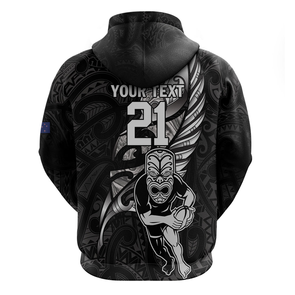 Custom New Zealand Maori Rugby Zip Hoodie Rarauhe Pango Silver Fern Manaia - Vibe Hoodie Shop