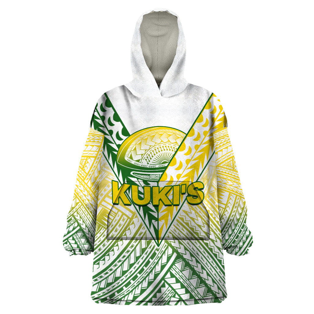 The Kuki's Cook Islands Rugby Wearable Blanket Hoodie Be Unique Vibe White - Vibe Hoodie Shop